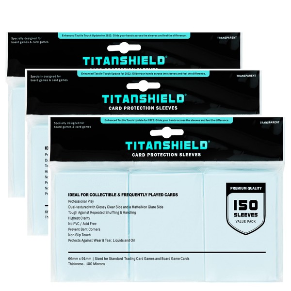 TitanShield [3 Pack Bundle] Premium Clear Card Sleeves for Standard Sized Board Games and Trading Card 2.5" x 3.5" (150 Sleeves)