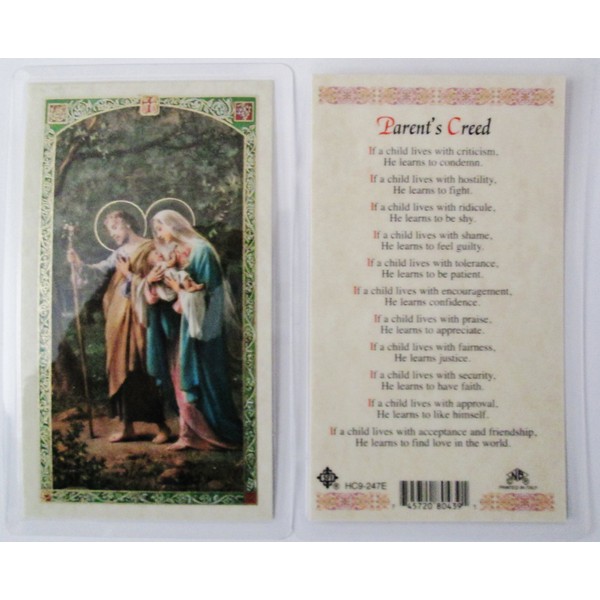 PARENTS CREED*Laminated 2-Sided Holy Card (3 Cards per Order)