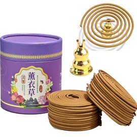 AMASSIVEROCK Lavender Coils Incense (48 PCS) Spiral Incense Coil Incense Holder Burner, Natural Chinese Incenses Coils Spiral Design for Long-Lasting Fragrance