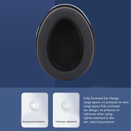 Noise Reducing Headphones, Noise Reducing Safety Earmuffs, 31 DB Sound Insulation, Hearing Protection, Foldable Earmuffs for Travel, Study, Woodworking, rose