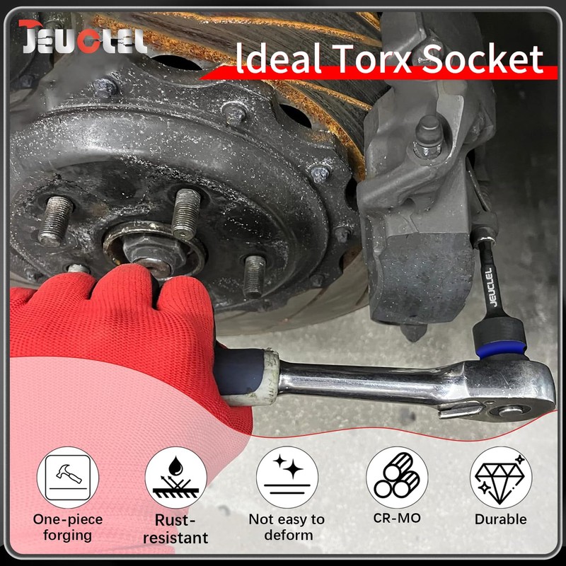 JEUCLEL T80 Torx Bit Socket, 1/2" Drive Torx Star 6
