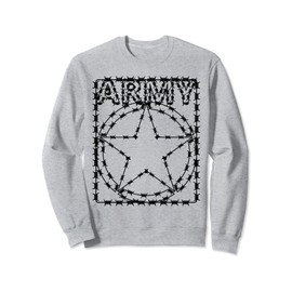 Army Graphic Word And US Star In A Barbed Wire Frame For Vet Sweatshirt