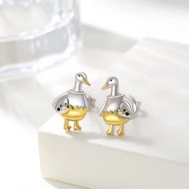Duck Stud Earrings for Girls 925 Sterling Silver, Sterling Silver, None