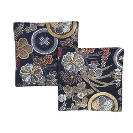 Golden Brocade Coaster [Monhana Black] Set of 2 Coasters Golden Brocade Nishijin Textile Japanese Pattern Kyoto Kinorchi Kinorchi Black
