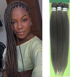 Gray Braiding Hair Pre stretched Hypoallergenic Braiding Hair Extensions