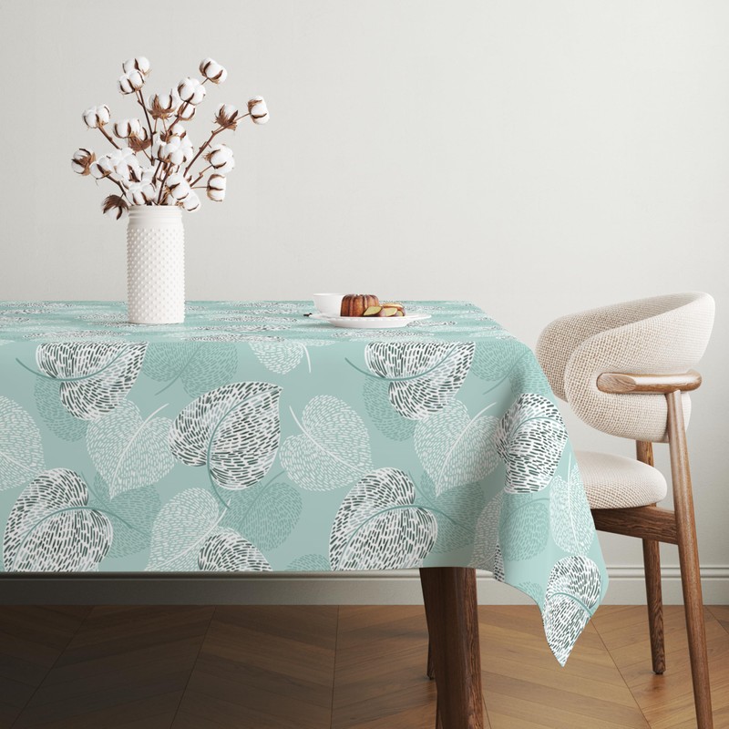 Martina Home Oilcloth Tablecloth SIL Aqua Green 140 Round