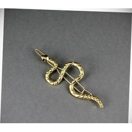 Perfect Hairstyle with Our Hair Accessories - Gold Snake Barrette Clip Hairpin Accessory Slithering Serpent Asp Black Eyes Fashionable Hair Accessory Hair Jewelry Accessories for Lady Women