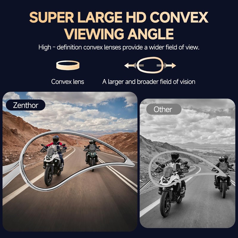 Motorcycle Mirrors for Handlebars - Chrome CNC Adjustable Motorcycle Rearview