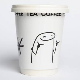 AIOS Plastic Free Aqueous Double Walled Coffee Cups with Sip Thru Lids 12oz - Wink Design (25)