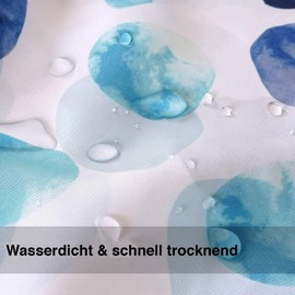 Wolke sieben Premium Shower Curtain, Bathroom Curtain, Polyester, Waterproof, Washable, Anti-Mould, Reinforced Hem with Weighted Band, Set Including 12 Hooks, Metal Eyelets (Blue, 180 x 200 cm)