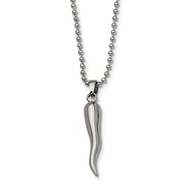 Stainless Steel Italian Horn Necklace; 22 inch