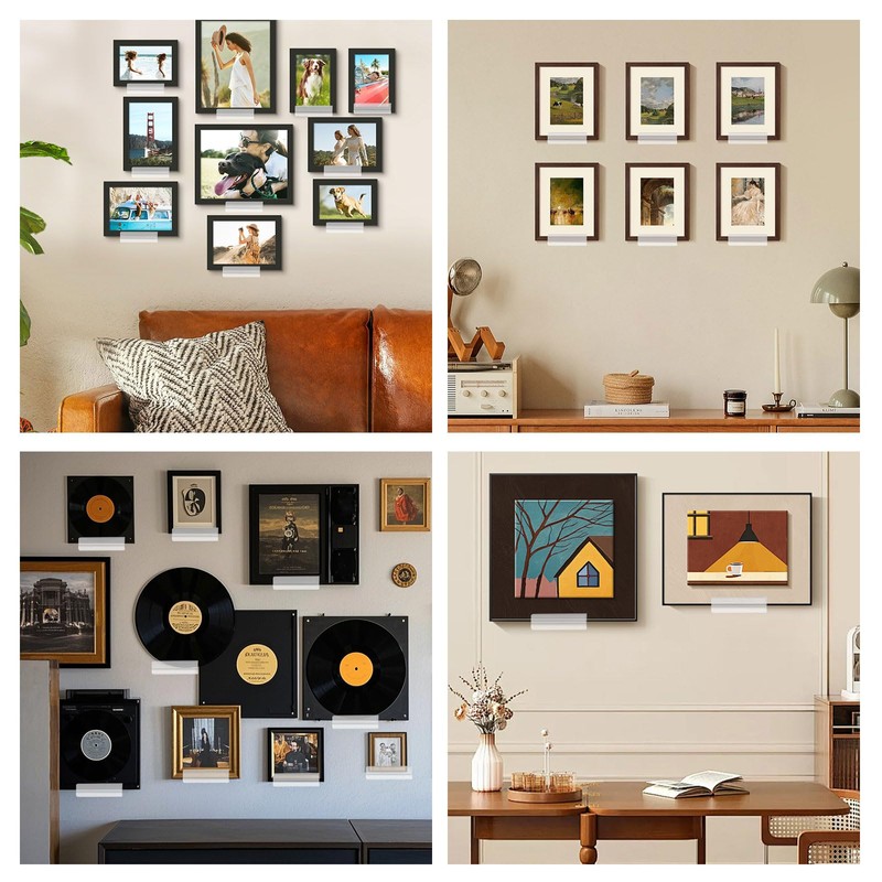 WinHoliLux 12Pcs Clear Acrylic Vinyl Record Wall Mount Shelves