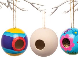 Baker Ross AW304 Ceramic Round Bird Houses (Box of 2) Spring Themed Crafts for Kids to Decorate and Personalise