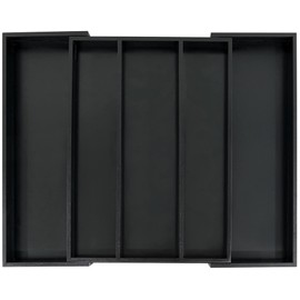 Utoplike Bamboo Expandable Kitchen Drawer Organizer, Adjustable Black Utensil Holder and Cutlery Tray Organiser, Drawer Divider for Silverware, Flatware, Knives in Kitchen, Bedroom, Living Room