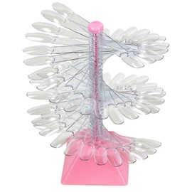 YIMART 60 Sticks Nail Art Color Chart Display Stand Spiral False Nails Display Shelf Practice Tools For Solon Nails Polish Gel Show (Pink Base, Clear Oval)