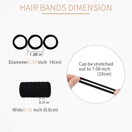 100 Pcs Black Hair Ties for Thick and Curly Hair Ponytail Holders Hair Elastic Band for Women or Men Soft Ponytail Holders Hair Bobbles for Girls Women (Color mixing-B)