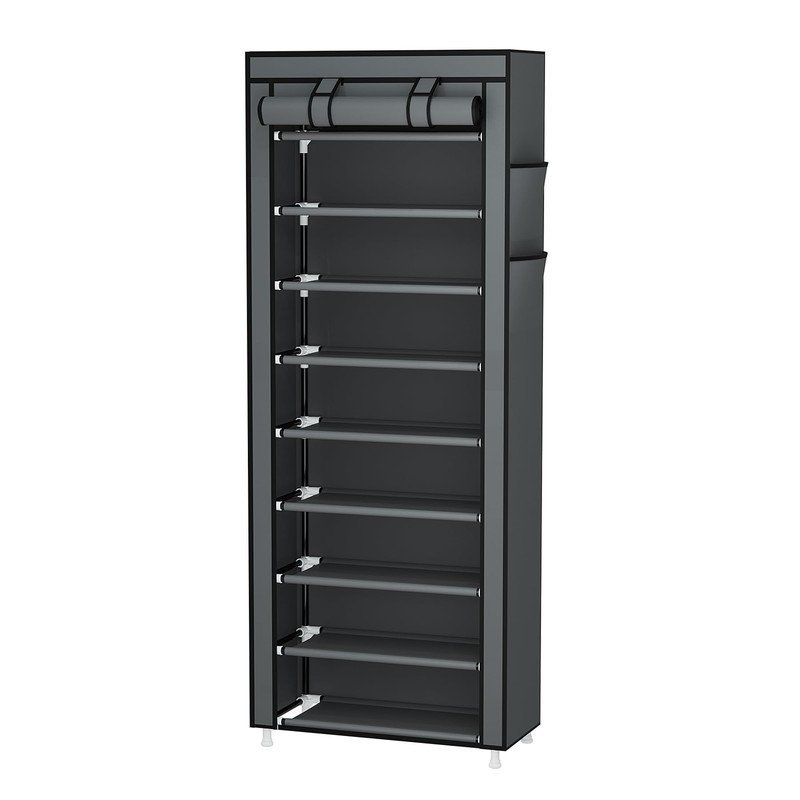 Calmootey 9 Tier Shoe Rack Organizer,Portable Shoe Shelf with Nonwoven