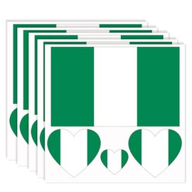 20 PCS Nigeria Flag Tattoo,Nigerians Banner Tattoos Decoration Decal, Rectangle Heart Waterproof Sticker for Party Parade
