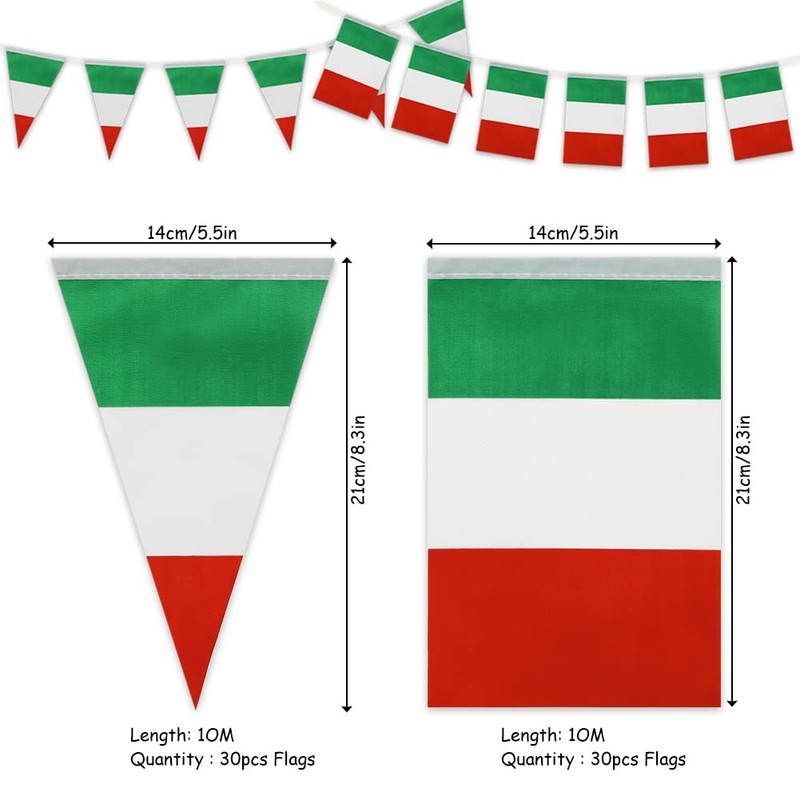 Italy Flag, Rectangular and Triangular Flags Bunting for Hanging, 60