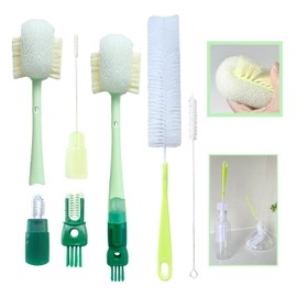 Meruya 3 Pack Set, 5-in-1 Multi-Functional Bottle Brush, for Baby Bottle Nipple/Cup Lid Gap, Straw Cleaner Brush, Long Handle for Decanter
