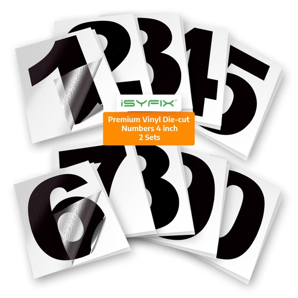 iSYFIX iSYFIX Black Vinyl Numbers Stickers,4 Inch Self Adhesive (2