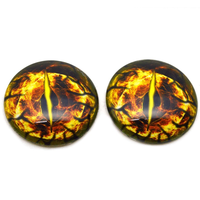 Yellow Fractal Dragon Glass Eyes for Art Dolls, Sculptures, Props,
