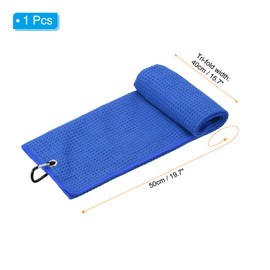 PATIKIL 20"x16" Tri-Fold Golf Towels, Waffle Pattern Towels Soft Fiber Strong Water Absorption with D Clip for Golf Lovers, Dark Blue