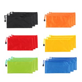CHUIFAI Pack of 18 A6 Document Bag Zip, Colourful Waterproof Document Bag A6 Oxford Document Folder, Small Zip Pocket for Cosmetics, Office, School Travel Accessories
