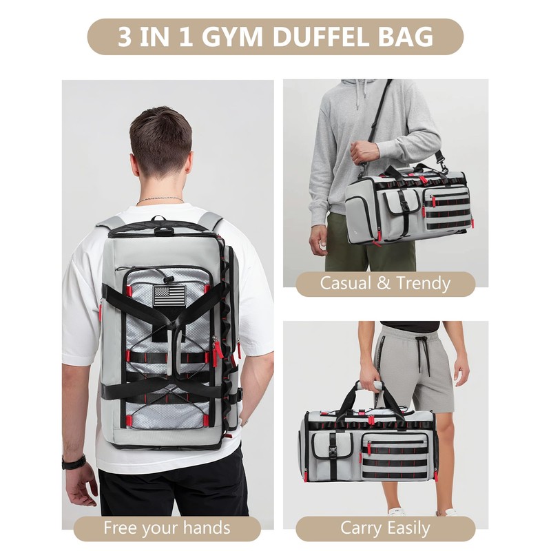 MCBD Gym Bags for Men & Women, 45L Travel Duffle