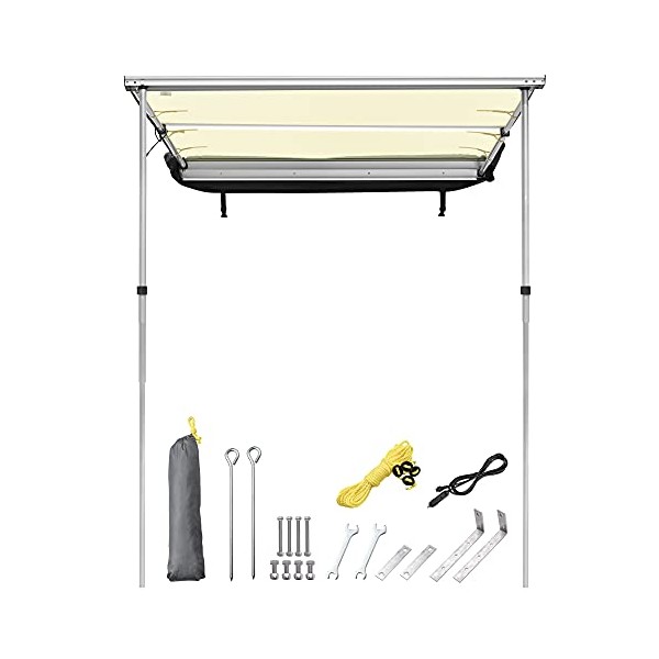 Yescom 4.6x6.6' Car Side Awning with LED Light Pull Out