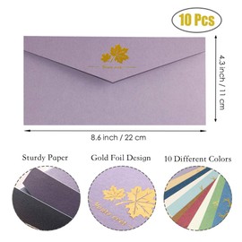 MIYKA Paper Envelopes with Vintage Stationery Paper Lined Paper, Stationery Paper Writing Paper for Invitation Wedding Office (10 Pcs Envelopes +20 Sheets Letter Paper)
