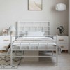 Casafoyer Metal Bed Frame with Headboard and Footboard White 39.4"x74.8"