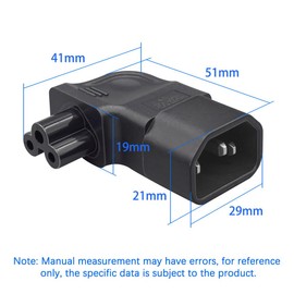 JORINDO IEC320 C14 to C5 AC Adapter,C14 3 pin to C5 3 Hole Left Angle Bend Power Converter，C14 Male to C5 Female Computer/PDU/UPS Sever Power Adapter，IEC320 C14 3 pin to C5 Jack Converter