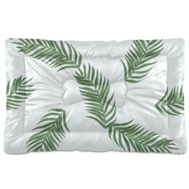 SEHANY Green Palm Leaf Dog Bed Cat Bed with Non-Slip Bottom, Kennel Bed Crate Soft Pet Bed Mattress Washable Pets Bed Pad for Small Medium Large Dogs Cats, 36x24in