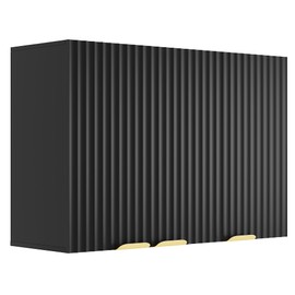 ChooChoo 3-Door Bathroom Wall Cabinet, Fluted Kitchen Wall Cabinet with Adjustable Shelf, Wall Mounted Storage Cupboard for Bathroom, Laundry Room, Entryway, Garage, Black