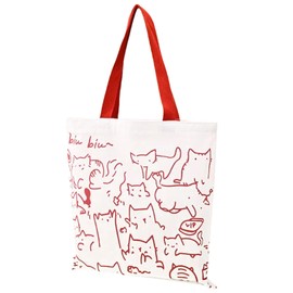 Xetpc Foldable Tote Bag, Reusable Zipper Shopping Bag, Cute Cat Print Handbag with Pockets for Girls Out Shopping and Playing