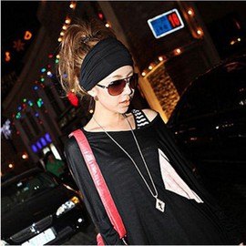 Korean Style Gemstone Sports Headband - Pure Cotton Fabric Hairband Free Size/Denim Blue 15ea