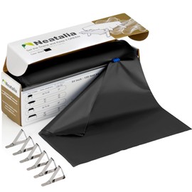 Neatalia 120ft by 54in Black Disposable Plastic Tablecloth Roll with Slide-Cutter, Plus 6 Metal Table Cover Clips | for Any Size/Shape