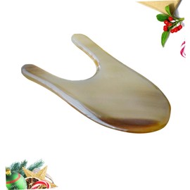 IWOWHERO Natural Horn Neck Massager Guasha Massage Tools Face Roller for Eye Neck