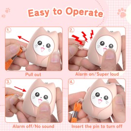 Qoosea Personal Alarm for Children, Pocket Alarm with 130 dB Emergency Safesound Personal Security Alarm, Key Ring with LED Light, Police Approved Alarm for Children, Older Women (Pink)