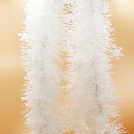 WANYIG 10 m Christmas Garland Fir Garland White Christmas Decoration Indoor Outdoor Christmas Decoration Garland with Snowflakes for Balcony Stair Railing Stairs Garden Fireplaces Doors Wall (A#)