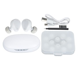 Bluetooth Earbuds Rechargeable Wireless Sound Aid Noise Cancelling Dual Use Earbuds White Built in Battery