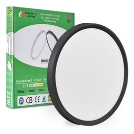 15.8 Inch Black LED Flush Mount Ceiling Light, 32W, 3480LM, 3000K/4000K/6000K CCT Selectable, Round Flat Panel Light Fits Hallways, Kitchens, Bedrooms, Laundry Rooms