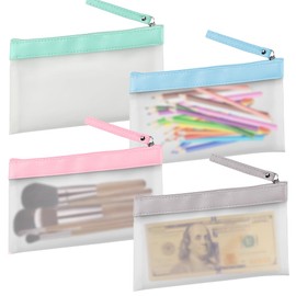 YBCCBY 4 Pcs Money Bags with Zipper, Money Pouches for Cash, Clear Cash Envelopes, Multi-Purpose Check Wallet, Waterproof Cash Envelopes For Cash, Bank Deposit, School and Office Supplies (4Colors)
