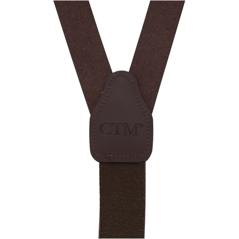 CTM Men's Coated Leather Buckle Strap Suspenders with Metal Swivel