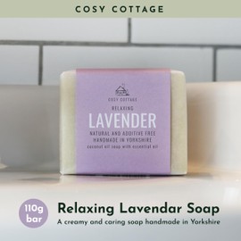 Cosy Cottage Relaxing Lavender Soap Bar - 110g | Handmade, Cruelty Free and Moisturising |Free from Palm Oil, SLS, Additive and Plastic