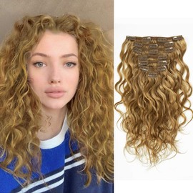 Loxxy Clip in Human Hair Extensions #27 Strawberry Blonde Real Human Hair 14inch Natural Wave Real Human Hair Extensions for Women Double Weft 120g/set 7Pcs/lot And 17 Clips Per Pack