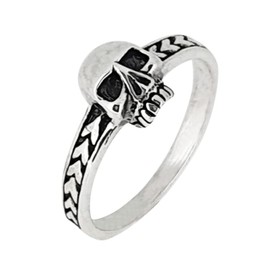 Treasure Bay 925 Delicate Sterling Silver Skull Ring for Women Girls Teen (W)