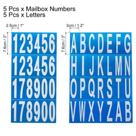 sourcing map 10 Sheets Mailbox Numbers and Letters Reflective Vinyl Waterproof Number Letter Stickers for Indoor/Outdoor Sticker Decals White in Blue
