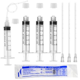 5ml Luer Lock Syringe with Cap and Soft Plastic Tube, Individually Wrapped 10 Pack, Suitable for Pet Liquids Feeding